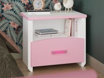 Chevet ROBINSON blanc/rose