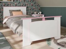 Lit ROBINSON 90x200 cm blanc/rose