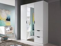 Armoire FREEDOM 3 portes 2 tiroirs blanc avec miroir