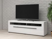 Meuble tv-hifi TULIO 1 tiroir 160 cm blanc/blanc laqué