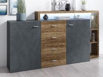 Buffet/bahut BOTSWANA 2 portes 4 tiroirs matera/chêne appenzeller