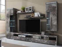 Mur tv-hifi INDIRA 02 4 portes ardoise colorée