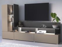 Mur tv-hifi SERRIE 2 portes 2 tiroirs anthracite/taupe