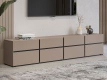 Meuble tv-hifi CROSSAIR 4 portes battantes 4 tiroirs taupe