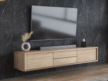 Meuble tv-hifi FRUNDA 2 portes battantes 2 tiroirs chêne