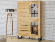 Vitrine HALO 3 portes 3 tiroirs chêne wotan