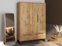 Armoire HAMETTE 3 portes 2 tiroirs chêne wotan