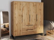 Armoire HAMETTE 4 portes 2 tiroirs chêne wotan