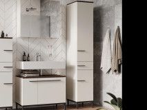 Colonne YONA 2 portes 1 tiroir cachemire/noyer