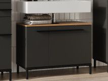 Meuble sous lavabo YONA 2 portes chêne navarra/graphite