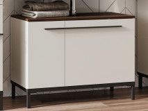 Meuble sous lavabo YONA 2 portes cachemire/noyer