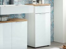 Meuble bas PESTO 1 porte 1 tiroir blanc/chêne navarra