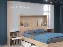 Pont de lit BRIDANI chêne brooklyn/blanc brillant