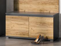 Banc à chaussures LIVINGSTONE 2 portes anthracite/chêne navarra