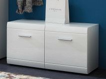 Banc à chaussures PITTA 2 portes blanc brillant