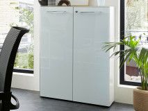 Commode MATERIA 2 portes blanc/blanc laqué