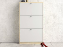 Meuble à chaussures SHANA 3 portes blanc/chêne