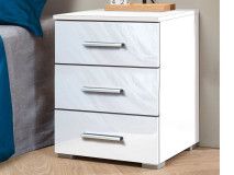 Chevet FLASH 3 tiroirs blanc laqué