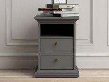 Chevet PARISA 2 tiroirs 1 niche ouverte gris foncé
