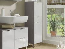 Colonne MANAU 2 portes 1 tiroir graphite/blanc