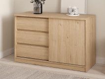 Commode NARIBA 1 porte 3 tiroirs chêne jackson