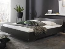 Lit IXANA 160x200 cm gris métal avec tête de lit