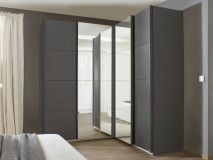 Armoire d'angle QUASI 4 portes gris métal avec miroir