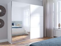 Armoire ARSENIC 2 portes 151 cm blanc avec miroir
