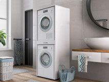 Meuble WASHING 2 machines superposées blanc
