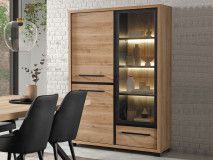 Vitrine RIMINI 3 portes 1 tiroir chêne arizona