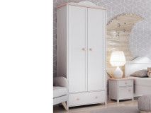 Armoire LUCIA 2 portes 1 tiroir blanc/rose