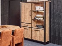 Meuble bar LOVELY 3 portes 1 tiroir teck orangé