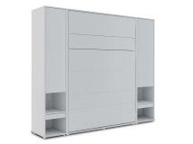 Lit mural escamotable CONCEPTION PRO 140x200 cm gris mat (vertical) avec armoires et matelas