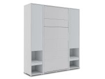 Lit mural escamotable CONCEPTION PRO 90x200 cm gris mat (vertical) avec armoires et matelas