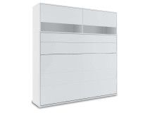 Lit mural escamotable CONCEPTION PRO 140x200 cm blanc mat (horizontal) avec surmeuble