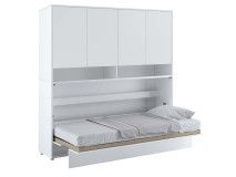 Lit mural escamotable CONCEPTION PRO 90x200 cm blanc mat (horizontal) avec surmeuble et matelas