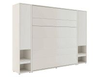 Lit mural escamotable CONCEPTION PRO 180x200 cm cachemire (vertical) avec armoires et matelas