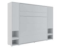 Lit mural escamotable CONCEPTION PRO 180x200 cm gris mat (vertical) avec armoires et matelas