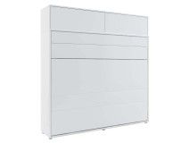 Lit mural escamotable CONCEPTION PRO 160x200 cm blanc mat (horizontal) avec surmeuble