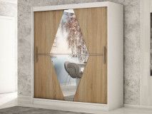 Armoire BOLIVAR 2 portes coulissantes 200 cm blanc/sonoma