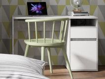 Bureau SAMMOU 1 porte 1 tiroir béton/blanc