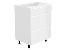 Meuble de cuisine ASPAS 3 tiroirs 60 cm blanc/blanc laqué