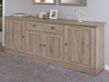 Buffet/bahut YORKO 4 portes 2 tiroirs chêne cristal clair