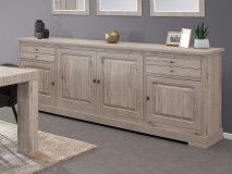 Buffet/bahut KENNY 4 portes 2 tiroirs 246 cm chêne millenium clair