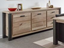 Buffet/bahut TRAMO 2 portes 3 tiroirs 222 cm chêne vieilli