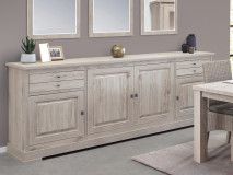 Buffet/bahut KENNY 4 portes 2 tiroirs 221 cm chêne millenium clair