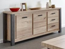 Buffet/bahut TRAMO 2 portes 3 tiroirs 184 cm chêne vieilli