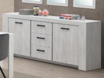 Buffet/bahut ELVITA 2 portes 3 tiroirs chêne blanchi