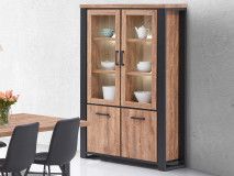 Vitrine ESTEBAN 4 portes chêne industriel