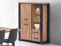 Meuble bar ESTEBAN 2 portes 2 tiroirs chêne industriel